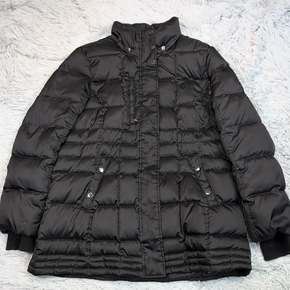 Nautica Jacket Womens XL Black Coat Puffer Down Feather Pockets Zip Up Warm